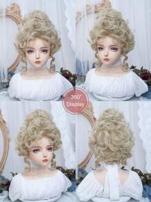 alicegarden 1 Piece Synthetic Heat-Resistant High Disc Hair Blonde Wig, Bangs,14 Inches Long, Made Of Fiber, Good Quality Synthetic Wigs, Natural And Realistic Wig. - Gold - View 8