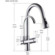 3 Ways Taps Pure Water Filter Pull Down 360° Swl Dual Handle Brass Come Sink Mixer Taps No Filter Included - Chrome1 - View 2
