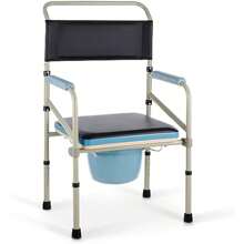 Lightweight Bedside Commode Portable Foldable Commode Chair With Removable Seat Pad For Elderly Adjustable Height Folding Stool Up To 150 Kg - as pic - View 1