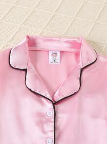 Set di pigiama da ragazza con maglietta a maniche lunghe e pantaloni, colore rosa