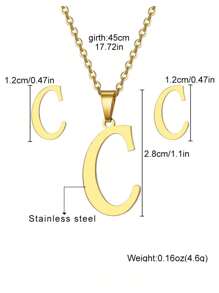3 Stücke Frauen minimalistisches 18K Goldplattiertes Edelstahl Buchstabe Ohrringe & Halsketten Schmuckset