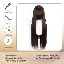 Karida Parrucca da cosplay lunga in fibra sintetica con frangia, parrucca da cosplay universale per capelli lisci a strati, resistente al calore, ad alta densità, aspetto naturale, 35 pollici/90 cm, parrucca sintetica extra lunga per donne, parrucche da cosplay artificiali per feste, Ognissanti, Natale, verde, arancione, rosa, blu, nero