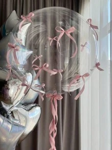 2/4/8个透明泡泡气球，配玫瑰红、浅粉色、黑色、粉色蝴蝶结装饰，浪漫蝴蝶主题气球套装，塑料材质，无需电源，适用于婚礼、订婚、情人节、生日、新年庆祝 - 彩色 - 查看 9