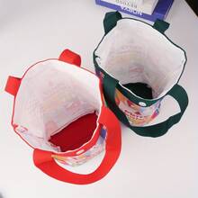 Santa Claus Gift Christmas Handbag, Red/Green Christmas Gift Bag With Button, Merry Christmas Treat Bag, New Year's Gift