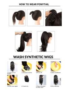 长款水波爪马尾接发黑棕高光金灰色 26 英寸耐热纤维合成马尾假发适合女孩女士派对日常佩戴 - 彩色 - 查看 10