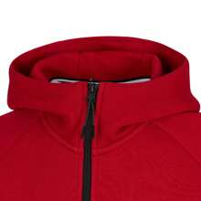 Nike Men's Solid Color Contrast Splice Long Sleeve Front Zipper Simple Casual Hooded Jacket - Red - View 3
