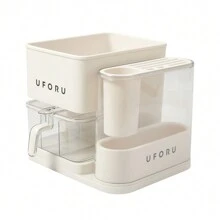 Living And Home 3-In-1 Kitchen Seasoning Box Spice Rack Knife Block - Milk White 28x26x25.5cm - View 6