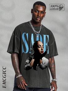 Y2K-Style SADE Headshot Graphic 100% Cotton T-Shirts Feature A Youthful And Fashionable Design. They Come In A Unisex Oversized Fit And Are Washed And Acid-Washed Fashionable T-Shirts Made Of 100% Pure Cotton With A Weight Of 230 Grams. They Are Perfect For Casual Wear And Street Style. They Are Excellent Christmas And Thanksgiving Gifts For Friends And Family. - màu đen - Xem 2