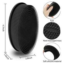 1 件装硅胶沐浴露、硅胶丝瓜络 2 合 1 沐浴洗发刷、身体磨砂膏、敏感肌肤沐浴清洁去角质、优质泡沫按摩沐浴刷、浴室清洁工具、家居浴室装饰 - 黑色 - 查看 3