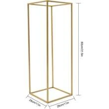 ZhdnBhnos 5 Pcs Wedding Metal Flower Stand,Column Vases Flower Stand, Gold Iron Flower Stand Sign, Rectangular Frame Flower Rack Geometric Stand For Wedding (31.5inch) - 金色 - 查看 3