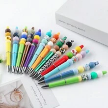 30顆裝（袋裝）矽膠圓珠與印花混色組合，適用DIY珠寶、手鍊與項鍊製作珠飾配件 - 彩色 - 查看 5