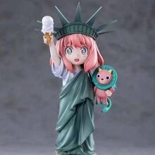 Sanrio Estatua de la Libertad de mimo espía Anya modelo de mano animada, adorno lindo para juegos/oficina/regalo de San Valentín/regalo de cumpleaños/adorno para carro/adorno para escritorio (Es normal que algunas partes tengan diferencias de color, lo cual no afecta el uso normal)