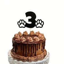 1 件蛋糕装饰 1 岁生日蛋糕装饰，狗狗 1 岁生日装饰 - 黑色 - 查看 6