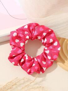 Set de 6 scrunchies de cabello con estampado de corazones rosados y labios, ideales para el uso diario, decoración del Día de San Valentín, accesorios de cabello para mujer