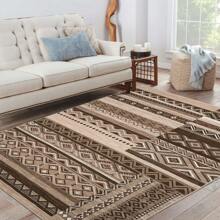 Washable Geometric Printed Carpet Soft Foldable Indoor Carpet Modern Geometric Abstract Carpet Home Decorative Carpet For Living Room Dining Room - Brown - View 1