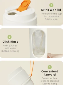 RAF 1pc 450ml Wireless Portable Blender Electric Juicer Machine, USB Rechargeable Mini Fruit Juicer Mixer With 12 Blades And Dual Cup