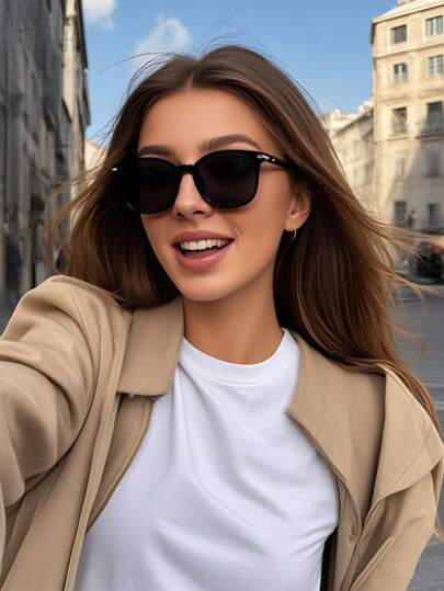 偏光太阳镜，复古方形框架塑料时尚经典款式，适合户外运动、骑行、旅行、海滩、驾驶、钓鱼、防紫外线时尚遮阳优雅装扮家庭出游旅行度假假期适合夏季海滩度假、户外、旅行