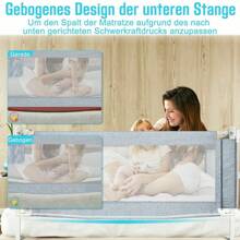 150/180/200 Cm Toddler Bed Rail Guards Baby Protection Adjustable Height - Grey - View 4
