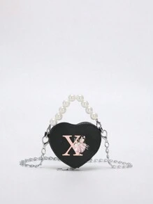 Miniborsetta elegante e carina, stampe di 26 lettere in stile ballerina, borsa a tracolla in PU con manico e porta-monete a forma di rossetto. Può essere utilizzato come porta-monete per rossetto, da portare a spalla o a tracolla. Adatto per uscite, viaggi e shopping. Perfetto come regalo per Natale, Ringraziamento, San Valentino o per il venerdì. Il regalo ideale. Romantico.