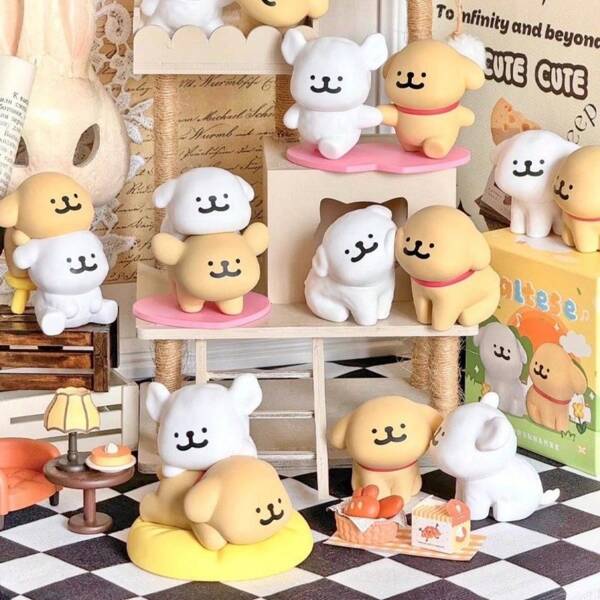 2 Thread Happy Puppy Stickers Creative Blind Box Cute Puppy Animal Pop Hand Action Figure Tabletop Decoration Valentine's Day Gift Women's Birthday Gift Birthday Gifts Graduation