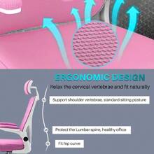 Ergonomic Office Chair Essentials 360° Swivel Lift Adjustable Headrest Lumbar Support Home PC Gaming Chair Mesh - Black - View 4