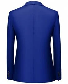 MAGE MALE Mens Suits Slim Fit 3 Piece Tuxedo Suit One Button Solid Prom Wedding Party Blazer Vest Pants Set - Sapphire - View 2