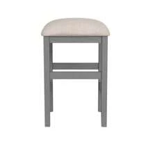 Light Gray Set Of 2pc Stools Kitchen Dining Room Furniture Beige Fabric Cushion Seat Chairs Stool