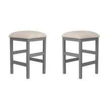 Light Gray Set Of 2pc Stools Kitchen Dining Room Furniture Beige Fabric Cushion Seat Chairs Stool