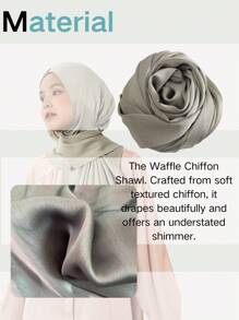 New One Piece Big Size Plain Textured Shine Chiffon Shawl Hijab Basics Arab-Style Ligh Headscarf Malaysia Undercap Headwrap High-Elasticity Scarf Hijab For Girl - Multicolor - View 5