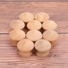 10pcs 2.4x2cm Natural Wood Cabinet Drawer Knobs, Wardrobe Pull Handle - Apricot - View 1