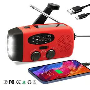 Draagbare nood-NOAA-radio DAB Fm/Am Solar Pane Solar Hand Crank Weer-noodradio met zaklamp, Hand Crank Power Generator Noodzaklamp Radio Multifunctionele weerradio Op zonne-energie opgeladen