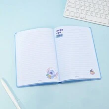 Miniso Disney Stitch Gourmet Party Serie Schulheft, Gleitelauf 3D-Design, Tagebuch Notizblock Handbuch Cartoon Hardcover Arbeitsmappe, Schulanfang Geschenk, tintenfestresistenter wasserdichter Einband 80 Blatt