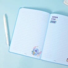 Miniso Disney Stitch Gourmet Party Serie Schulheft, Gleitelauf 3D-Design, Tagebuch Notizblock Handbuch Cartoon Hardcover Arbeitsmappe, Schulanfang Geschenk, tintenfestresistenter wasserdichter Einband 80 Blatt