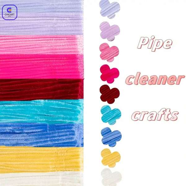 200/450 Pcs Multi-Color Thick Chenille Stems, Bulk Colored Pipe Cleaners Crafts, 9 Colors For DIY Crafts And Art Projects, Fuzzy Sticks For Valentine's, Mother's Day & Easter Decorations