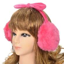 Women's Faux Fur Fleece Ear Muffs Winter Fleece Bow Valentines - Watermelon - 查看 5