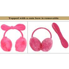 Women's Faux Fur Fleece Ear Muffs Winter Fleece Bow Valentines - Watermelon - 查看 3