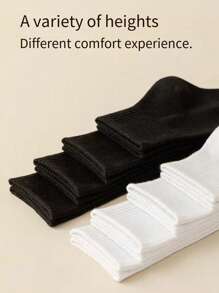 4pcs Men's Solid Color Crew Socks Sports Socks For Autumn/Winter - Multicolor - View 2