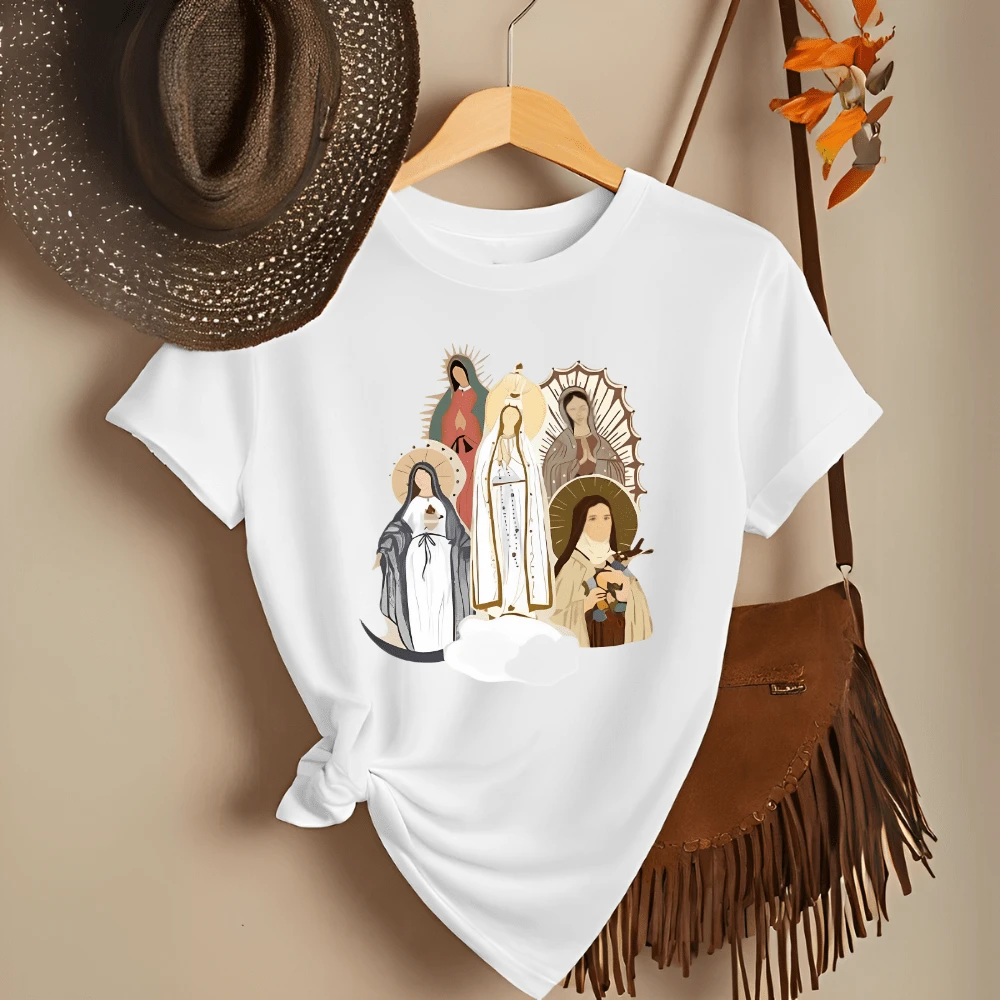 T-Shirt Blouse Christian Religious Catholic Saints 100% Cotton Comfortable - trắng - Xem 1