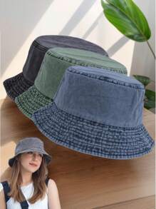 Chapéu de balde vintage desgastado da moda, chapéu de sol jeans dobrável casual unissex, versátil
