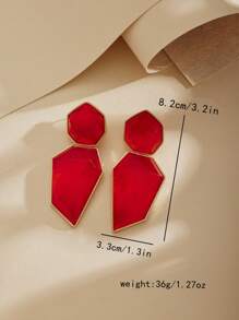 1 Pair 2024 New Exaggerated Geometric Colorful Acrylic & Metal Earrings, Unique Creative Design, Minimalist Style, Versatile For Women Party, Daily Wear, Gift