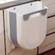 S/L Kitchen Folding Hanging Trash Can Home Bathroom Cabinet Wall Mounted Trash Can Kitchen Accessories - 灰色 - 查看 4