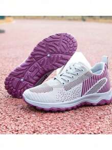 Tenis Sin Cordones Casuales para Mujer, Zapatos de Piso Ligeros y Cómodos de Malla, Calzado Antideslizante con Estilo para Caminatas y Uso Diario - Gris - Ver 2