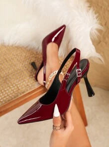 Damskie seksowne buty na wysokim obcasie ze szpilką i paskiem na klamrę, modne sandały na wysokim obcasie z odkrytymi palcami i spiczastym noskiem, buty na wysokim obcasie na formalne okazje i imprezy