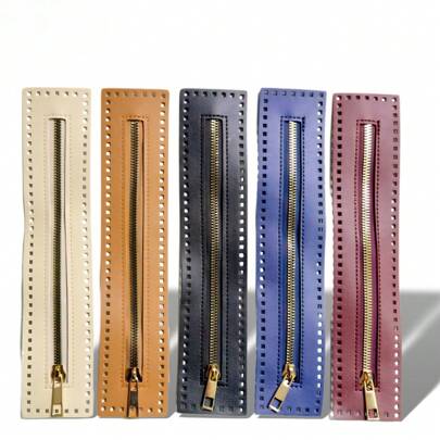 1 件/优雅 - 皮革拉链：耐用、双面、编织针线孔 - 完美米色、黑色和浅棕色