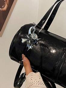 Cool Style Black And Silver Dice String Pendant Bag Pendant, Hexagram And Cross Star Pendants,Handmade Retro Keychain, Suitable For Bag Pendant, Car Pendant, Y2k Style Couple Pendant, Bowling Bag Pendant,Couple Pendant Bracelet Car Keychain ,Bag Pendant ,Daily Fashion Matching Birthday Gift Party Gift Christmas Gift Anniversary Gift For Good Friend Girlfriend Boyfriend Family Classmate - Black - View 5