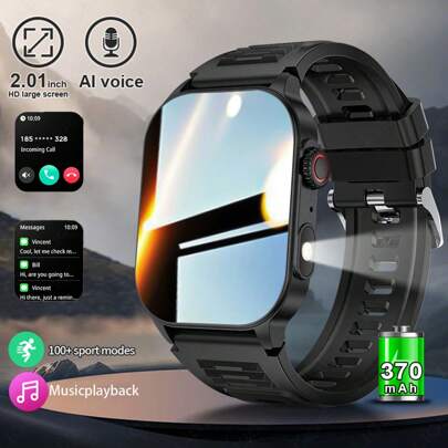 ESFOE LIGE 时尚智能手表 370 毫安时大容量电池，语音通话，闹钟提醒，计时器，卡路里，超过 100 种运动模式，天气预报，男女时尚新款智能手表