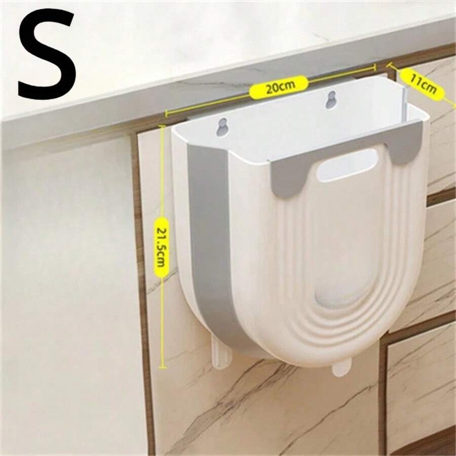 S/L Kitchen Folding Hanging Trash Can Home Bathroom Cabinet Wall Mounted Trash Can Kitchen Accessories - 灰色 - 查看 1