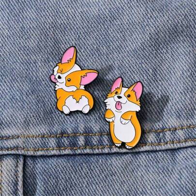 2 szt./zestaw uroczej broszki emaliowanej z wizerunkiem szczeniaka walijskiego corgi, niestandardowe broszki dekoracyjne, ozdoby, odznaki na klapę torby, biżuteria, prezenty świąteczne, przypinka do ubrań, zawieszka do torby, szkoła, plecak K-pop, artykuły dla nauczycieli, zawieszki do toreb, akcesoria biurowe, koszule, kurtki, akcesoria na Halloween, jesienno-zimowe, odpowiednie dla nastolatków, młodzieży, mężczyzn, na co dzień, na zewnątrz, do uprawiania sportu, na wakacje, prezenty na ukończenie szkoły, urodziny, codzienne ubrania, przypinka do ubrania, zabawne prezenty dla nauczycieli, akcesoria do kostiumów