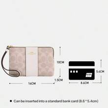 Coach Corner Zip Wallet Wristlet Bag In Signature Canvas, Wallet For Women Small Clutch Purses Wrist Wallet Gifts For Women - Sand Chalk - 查看 2