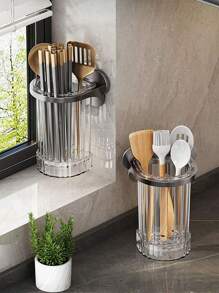 صندوق تخزين العيدان الصيني المركب على الحائط، وعاء تخزين أدوات المطبخ، رف تخزين للحمام، مناسب للمطبخ والحمام - متعدد الألوان - مشاهدة 4